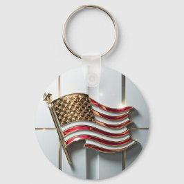 Llavero Emblema de bandera americana en oro 3D
