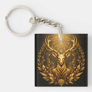 Llavero Emblema de Ciervo Dorado Cresta Real Símbolo de la