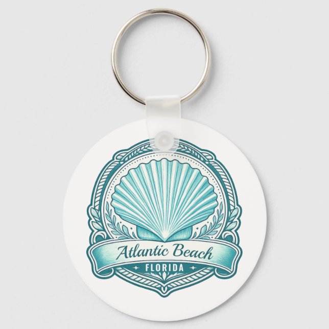 Llavero Emblema de concha marina costera de Atlantic Beach (Anverso)