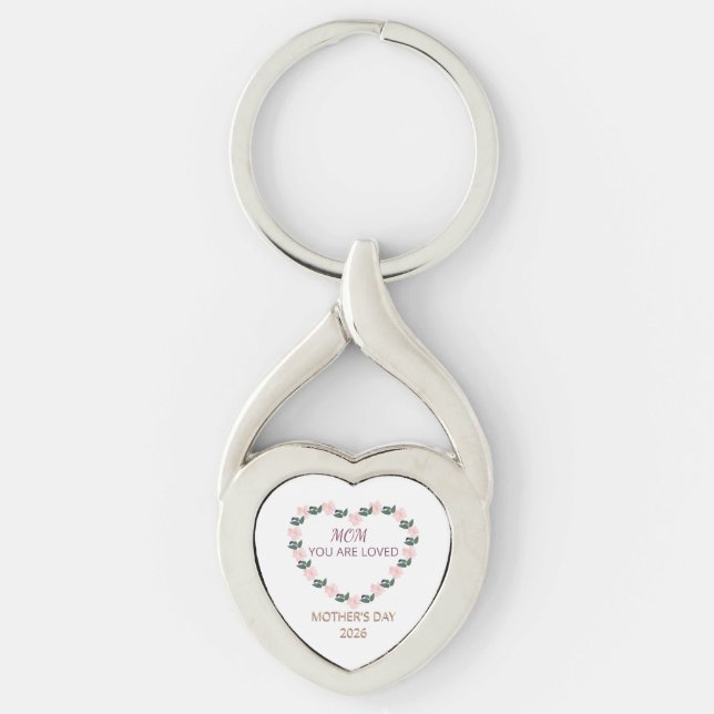 Llavero Emblema de corazón de peonía para Mamá (Anverso)