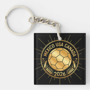 Llavero Emblema de Fútbol Dorado 2026   México EUA Canadá