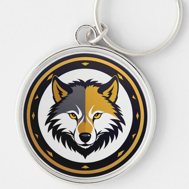 Llavero Emblema de Lobo con Círculo Dorado (Frente)
