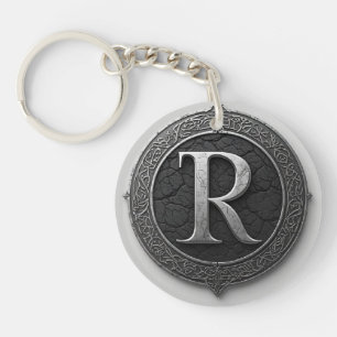 Llavero ⚔️ Emblema de Monograma de Letra R Medieval ⚔️