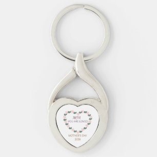 Llavero Emblema del Corazón de Peonía para Mamá