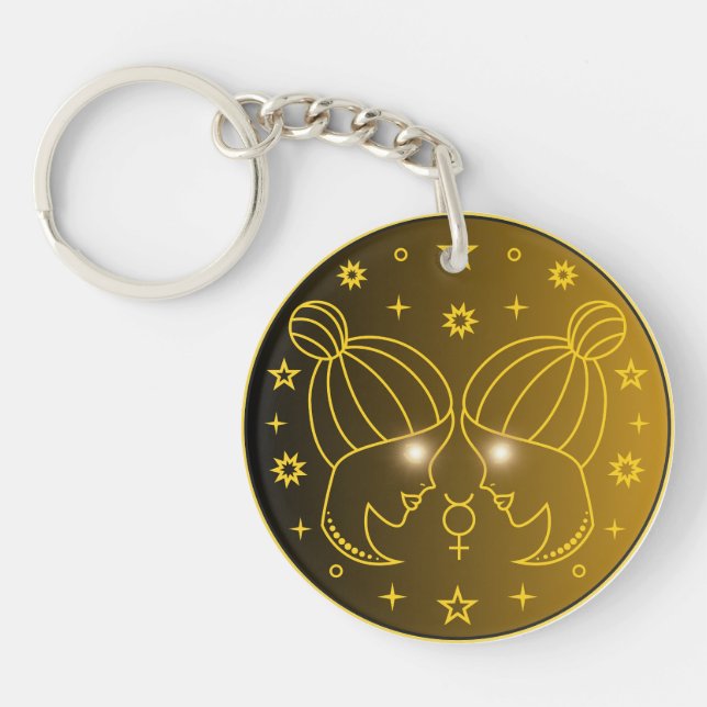 Llavero Emblema del Zodíaco Géminis | Símbolo Celestial Mí (Frente)