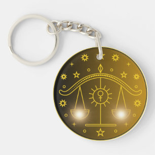 Llavero Emblema del Zodiaco Libra   Símbolo Celestial Míni