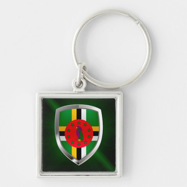 Llavero Emblema metálico de Dominica (Frente)
