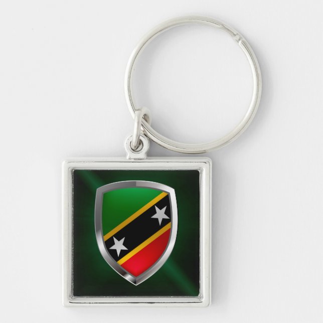 Llavero Emblema metálico de Saint Kitts y Nevis (Frente)