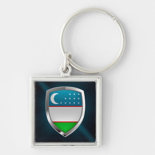 Llavero Emblema metálico de Uzbekistán (Frente)