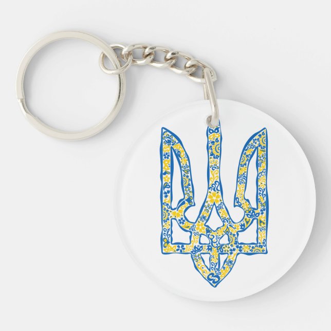 Llavero Emblema nacional ucraniano trident tryzub (Frente)