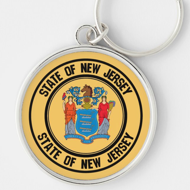 Llavero Emblema redondeado de Nueva Jersey (Frente)