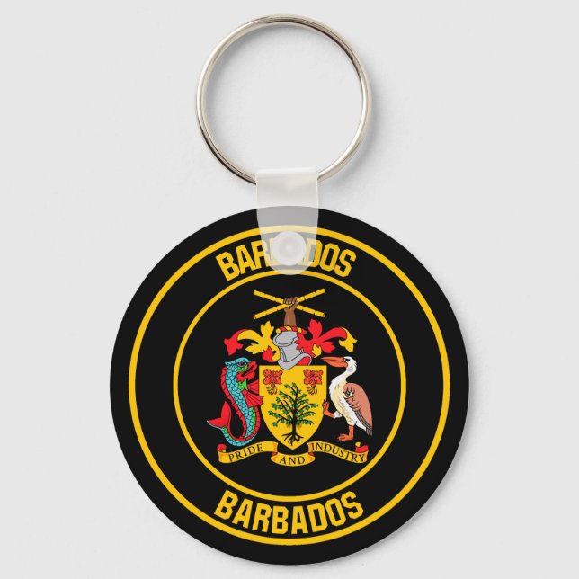 Llavero Emblema redondo de Barbados (Anverso)