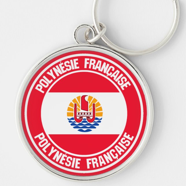 Llavero Emblema redondo de la Polinesia Francesa (Frente)