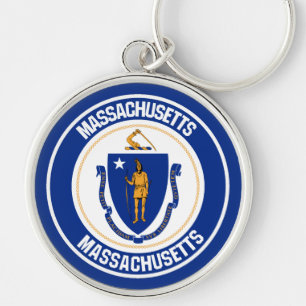 Llavero Emblema redondo de Massachusetts