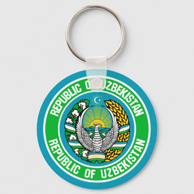 Llavero Emblema redondo de Uzbekistán (Anverso)