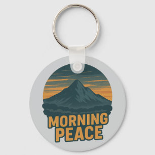 Llavero Emblema Retro de Amanecer Sereno en la Montaña