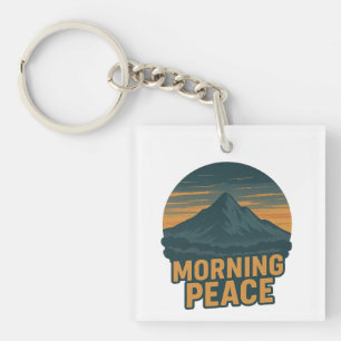 Llavero Emblema Retro de Amanecer Sereno en la Montaña