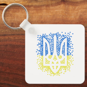 Llavero Emblema ucraniano trident tryzub esparce corazones