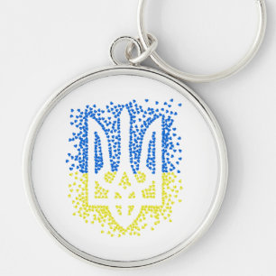 Llavero Emblema ucraniano trident tryzub esparce corazones