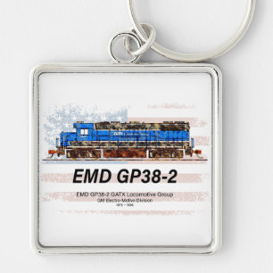 Llavero EMD GP38-2 Locomotora diesel y bandera estadounide