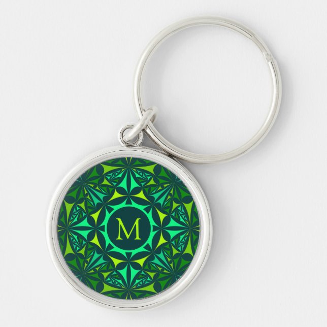 Llavero Emerald Green Ornate Kaleidoscope Monogram (Frente)