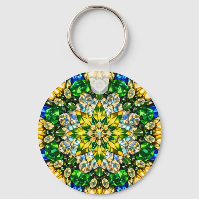 Llavero Emerald Kaleidoscope Mandala – Sparkling Keychain (Anverso)