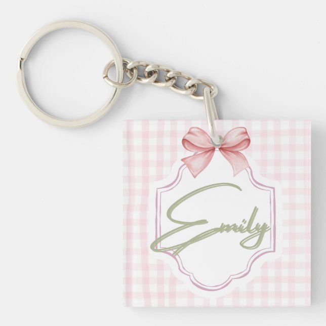 Llavero Emily Personalizada Baby Nursery Bow&Gingham (Frente)