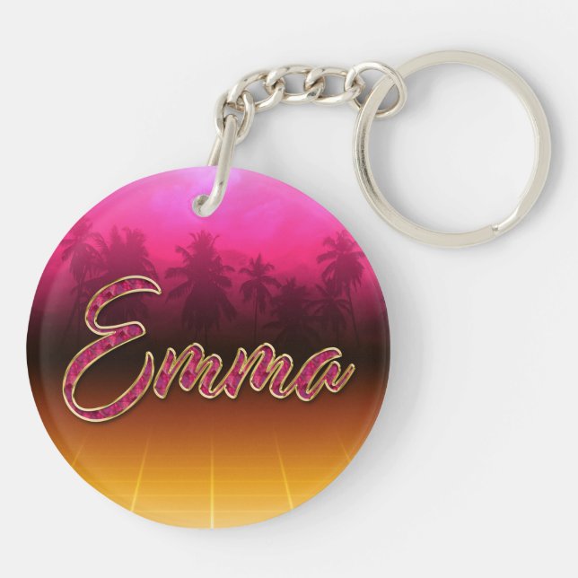 Llavero Emma Vorname Name golden pink Schlüsselanhänger (Atrás)