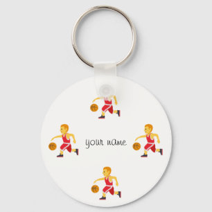 Llavero Emoji de baloncesto y "Tu nombre aquí"