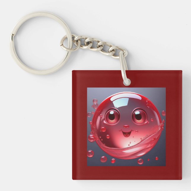 Llavero Emoji de burbujas de agua roja (Frente)
