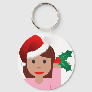 Llavero emoji de chica de información de navidad