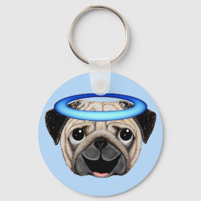 Llavero Emoji del Ángel Pug - Emoji Angel Pug (Anverso)