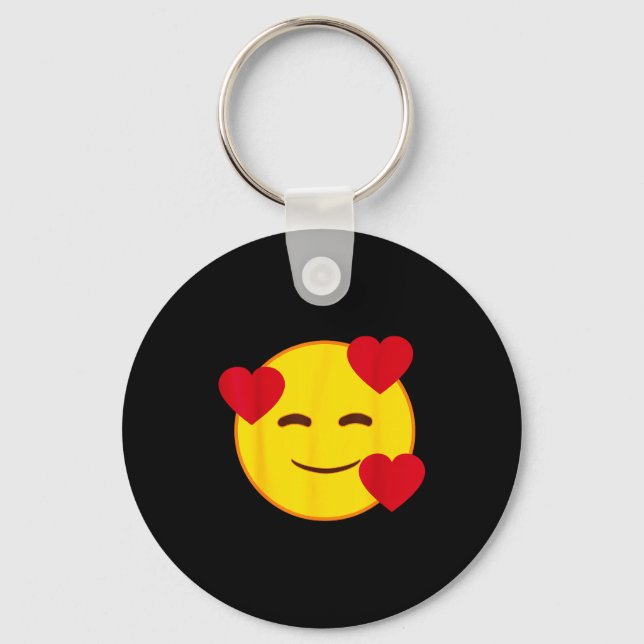 Llavero Emoji Floating Hearts Yellow Smile Face  (Anverso)