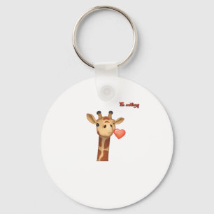 Llavero emoji guiñando besos corazón girafa cara
