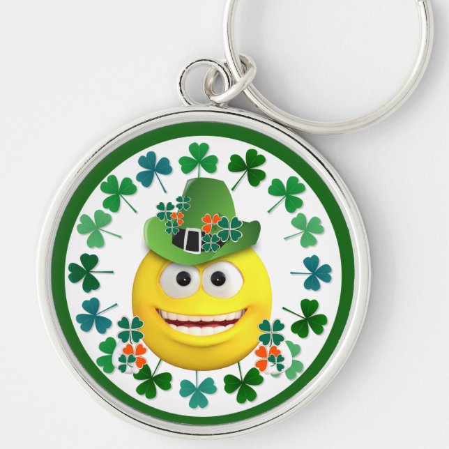 Llavero Emoji irlandesa con anillo de claves Shamrock (Frente)