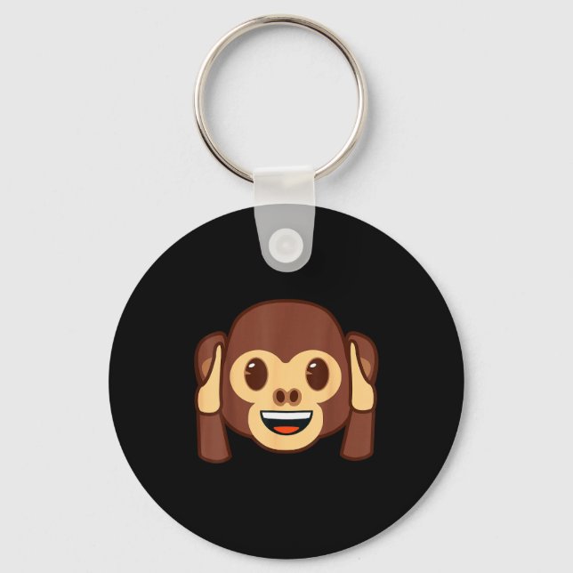 Llavero Emoji Monkey Holding Ears Yellow Smile Face  (Anverso)