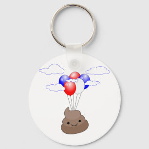 Llavero Emoji Poo Volando Con Globos