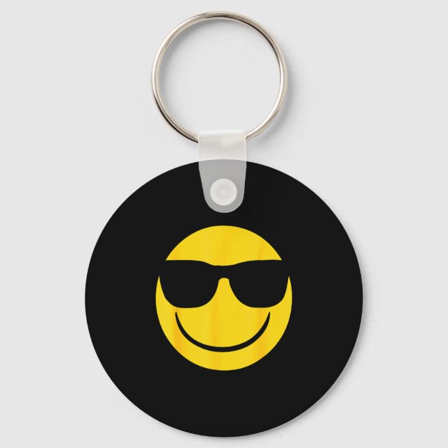Llavero Emoji Retro Sungles Yellow Smile Face  (Anverso)