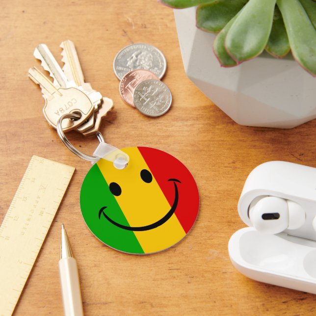 Llavero Emoji Sonriente Bandera Rasta Rayada (Escritorio )