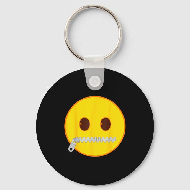 Llavero Emoji Zip Zipper Mouth Yellow Smile Face  (Anverso)