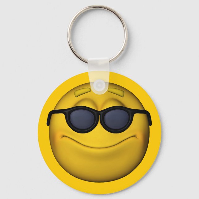 Llavero Emoticón Con Gafas De Sol (Anverso)
