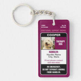 Llavero Emotional Support Animal ID Therapy Photo Custom