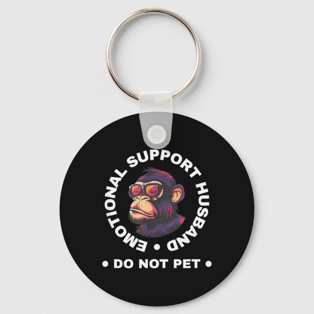 Llavero Emotional Support Husband Do Not Pet Monkey Funny (Anverso)