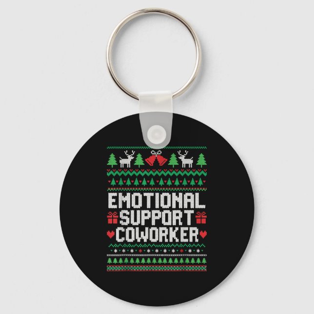 Llavero Emotional Suprt Coworker Funny Ugly Christmas Swea (Anverso)