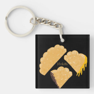 Llavero Empanada Carne Queso Goteante Dibujado a Mano