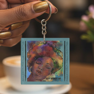 Llavero "Empodera a las Mujeres" Arte de Mujer Negra Llave