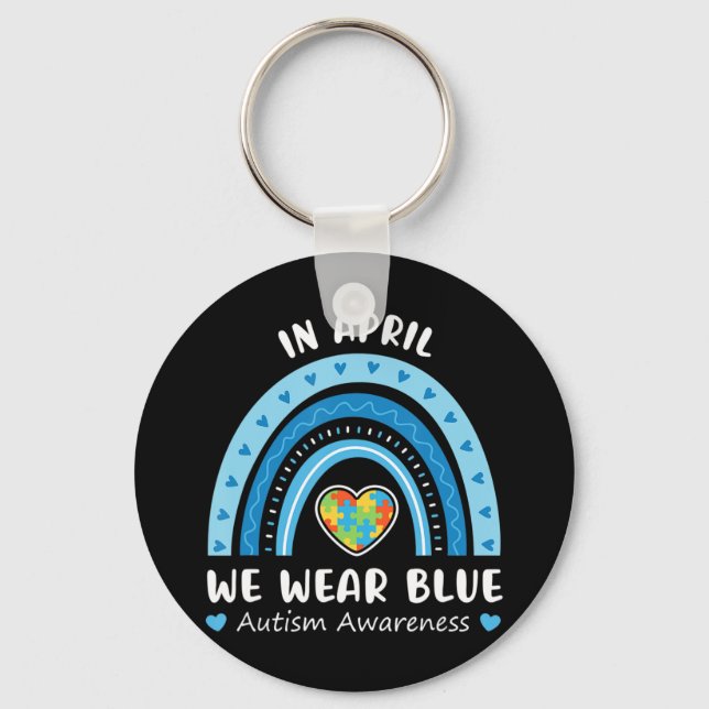 Llavero En abril usamos camisa azul es el regalo perfecto  (Anverso)