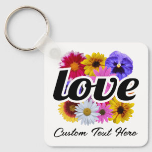 Llavero En Bloom - Amor por Bouquet floral cuadrado