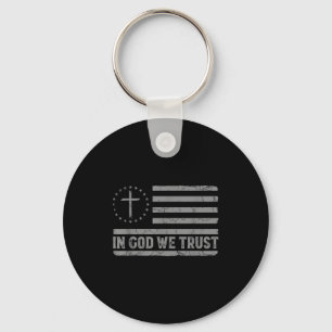Llavero En Dios Confiamos Cruz de Jesús Bandera de Usa Fe