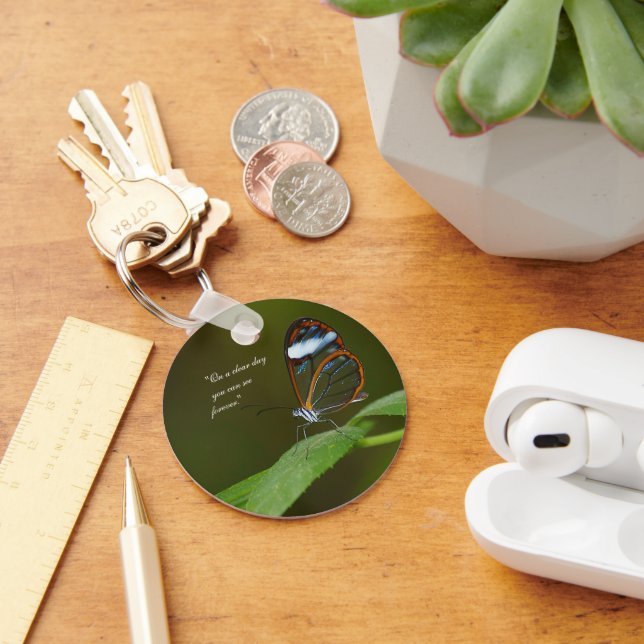 Llavero "En diseño de la mariposa de Glasswing de un día (Escritorio )